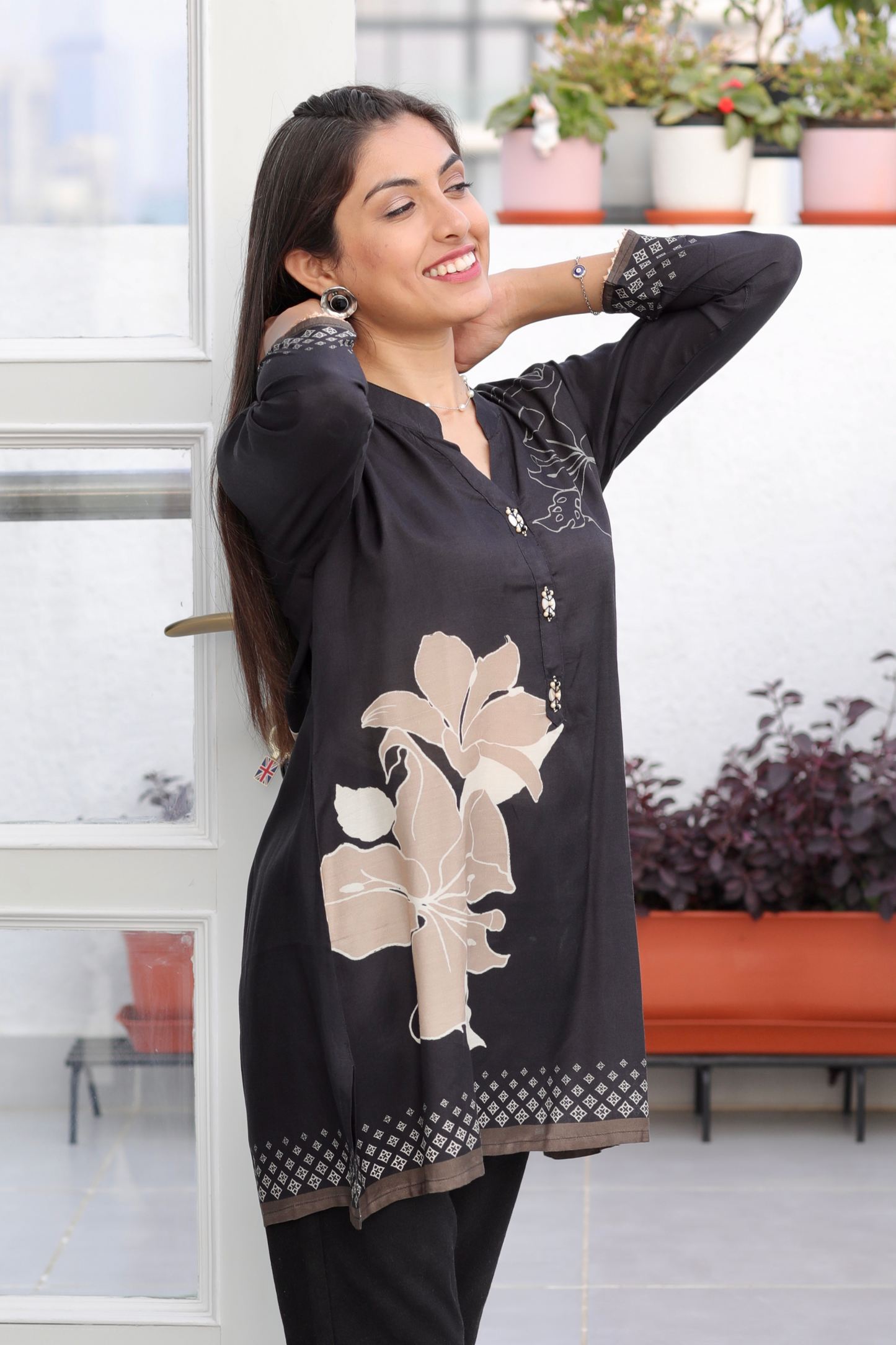 Black Muslin Short Kurti