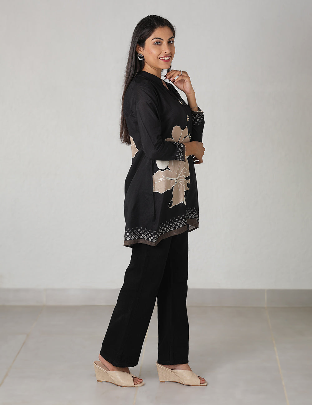 Black Muslin Short Kurti