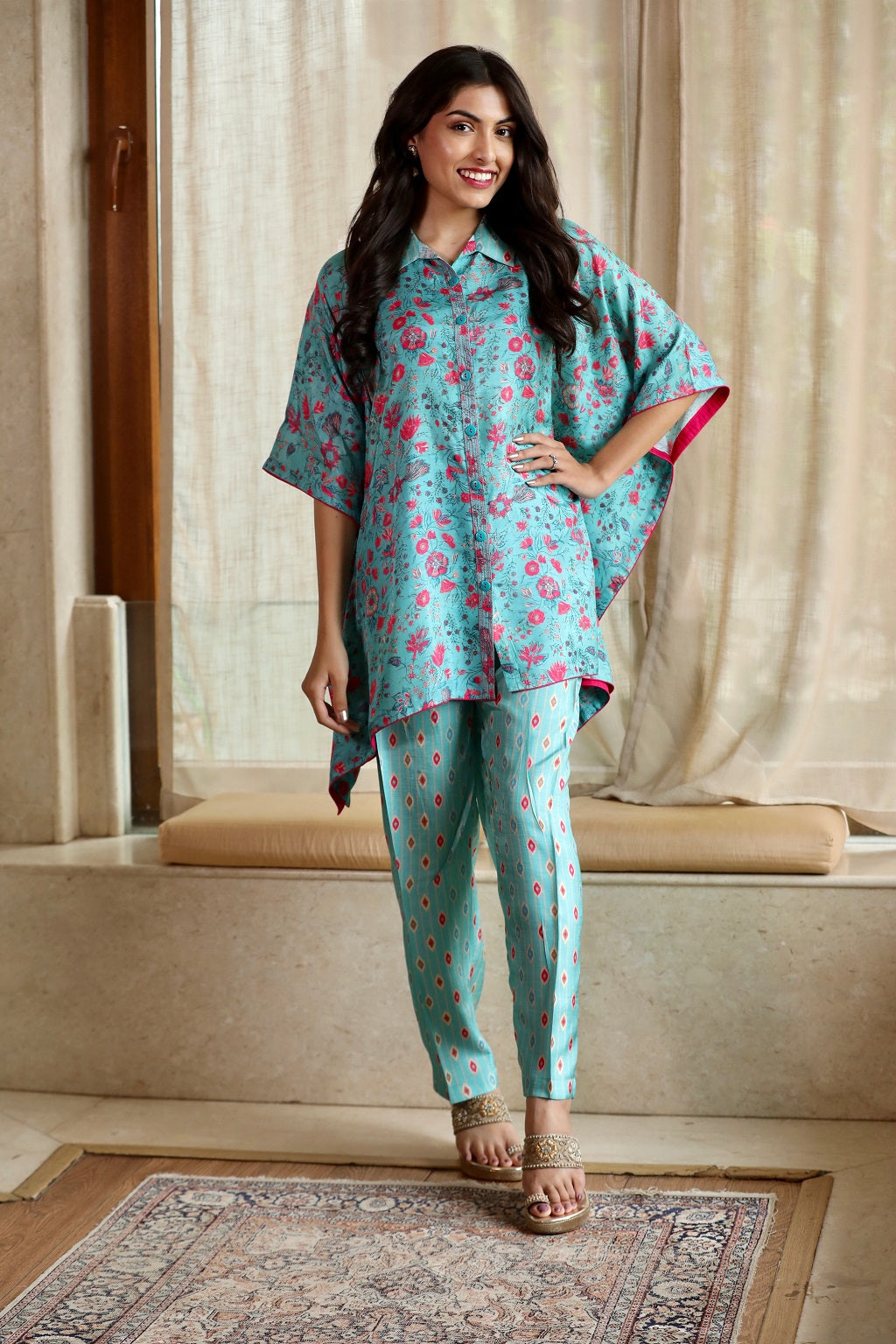 Blue Kaftan Style Co-ord Set