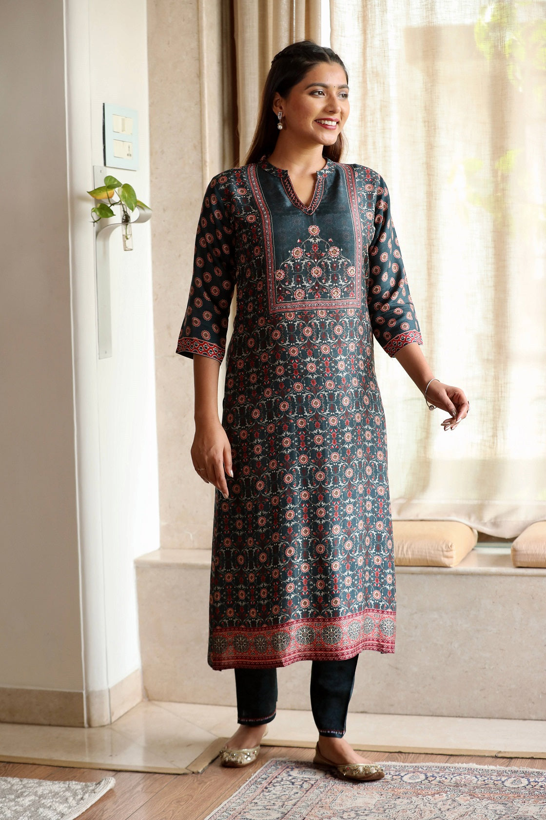 Muslin Grey Kurta Set