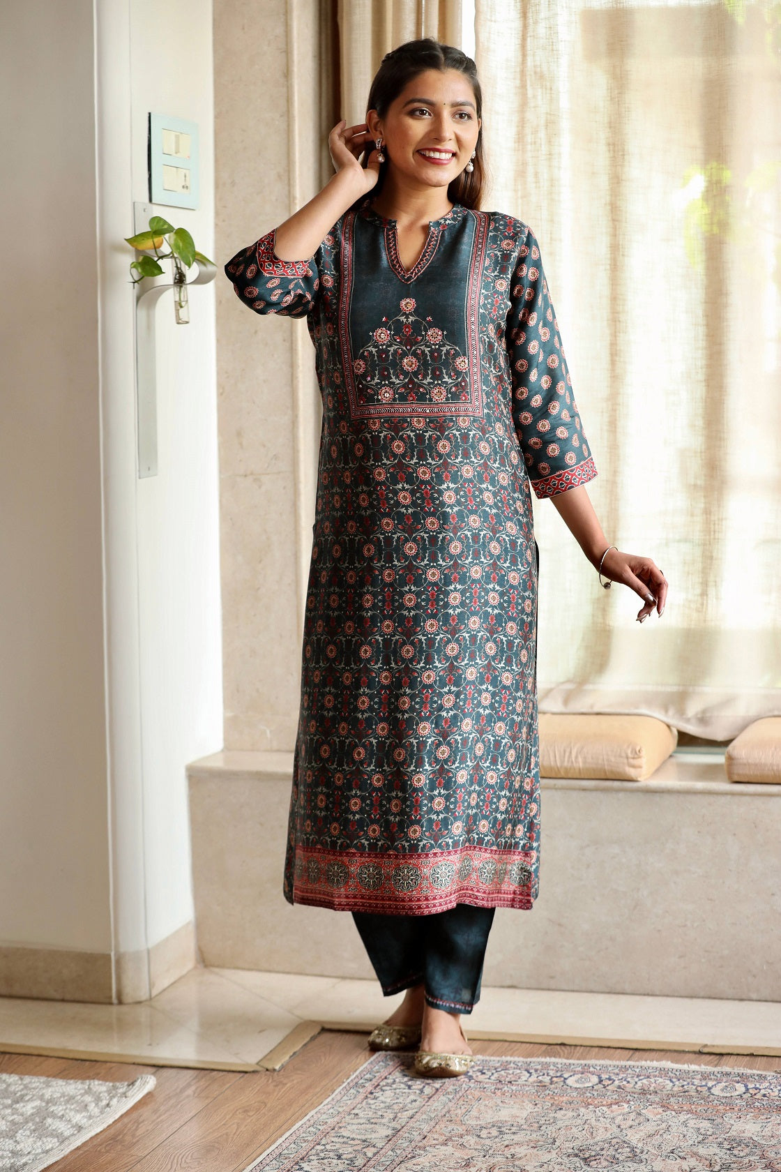 Muslin Grey Kurta Set