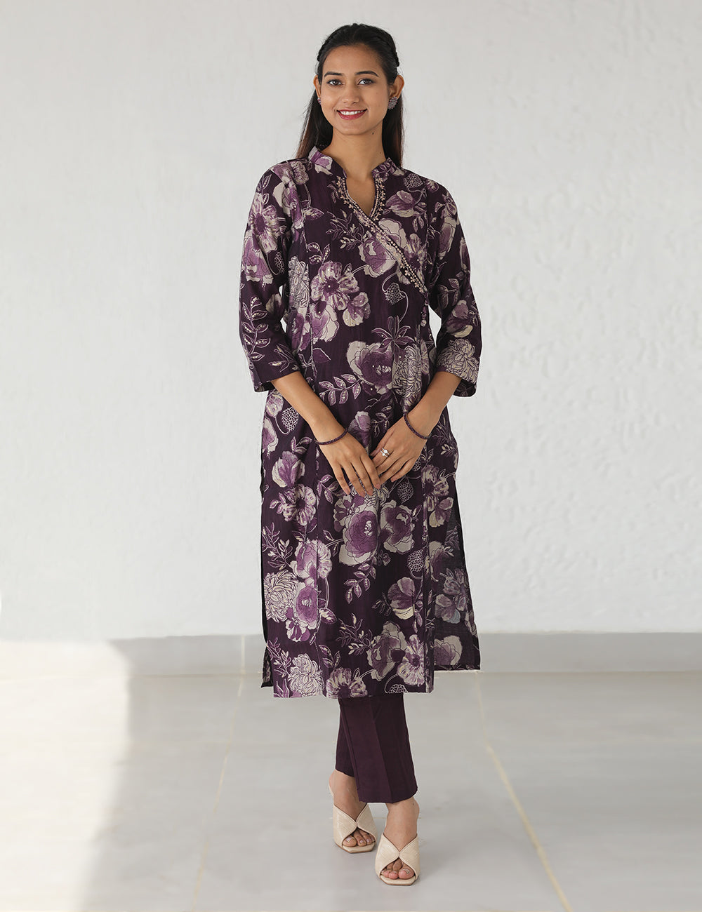 Muslin Wine Long Kurta