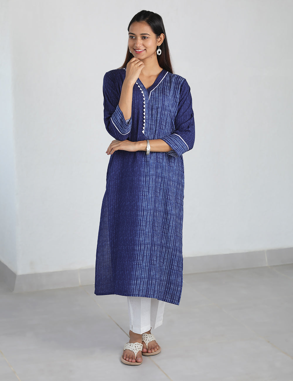 Navy Blue Gota Patti Long Kurta