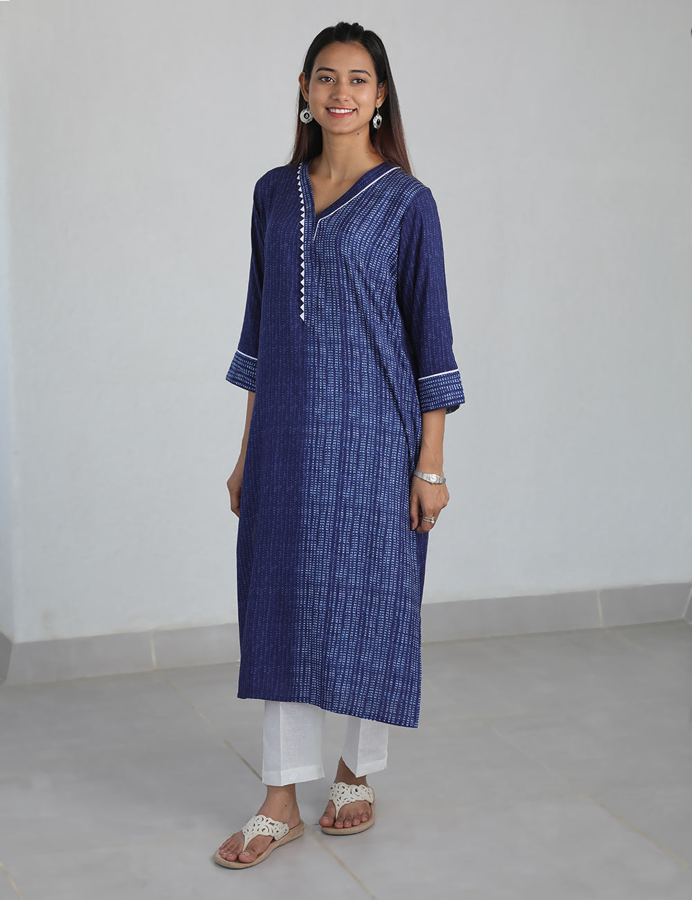 Navy Blue Gota Patti Long Kurta