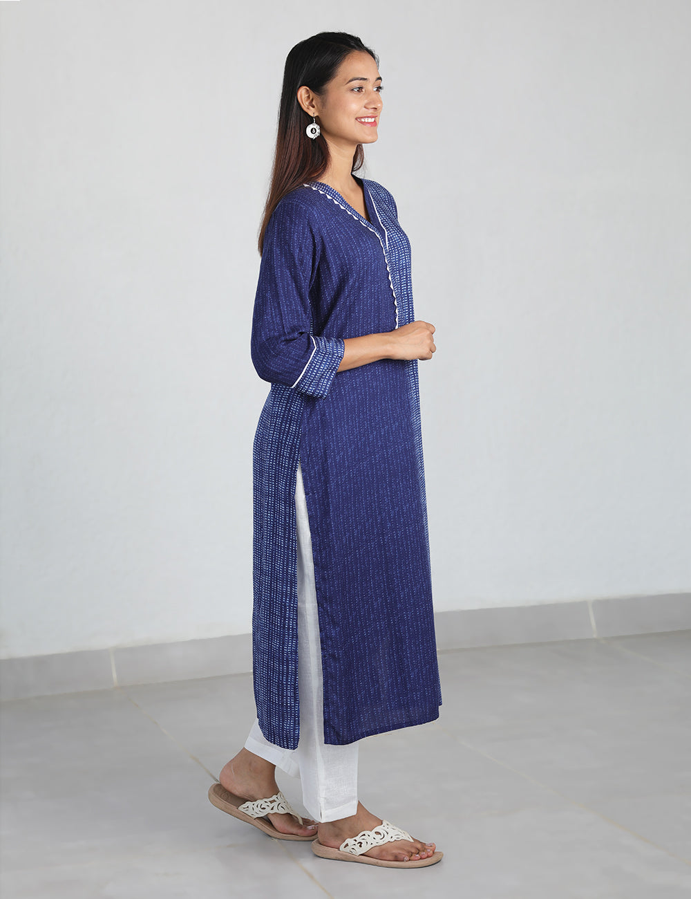 Navy Blue Gota Patti Long Kurta