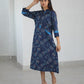 Navy Blue Rayon Printed Dress