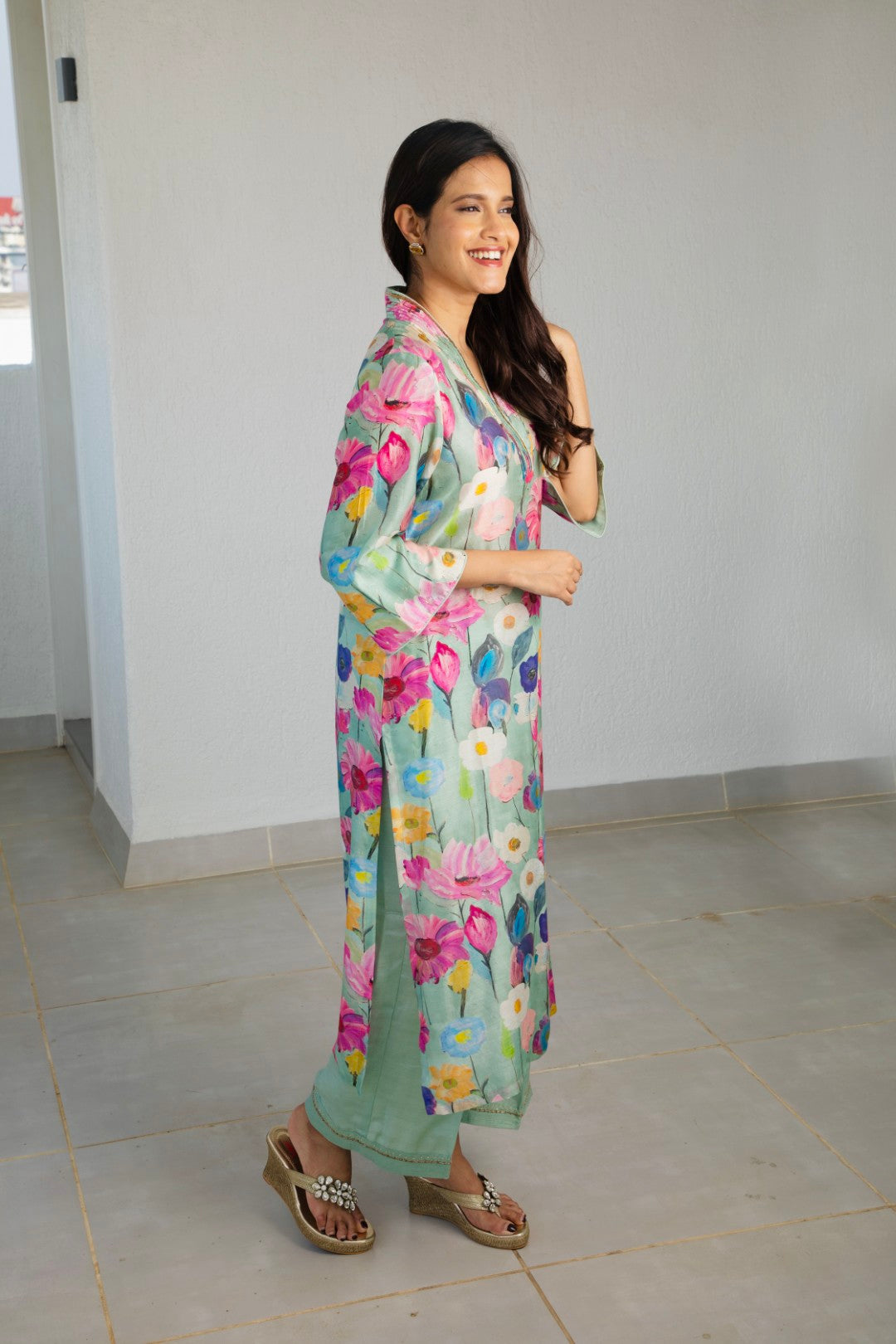 Muslin Floral Kurta Pant