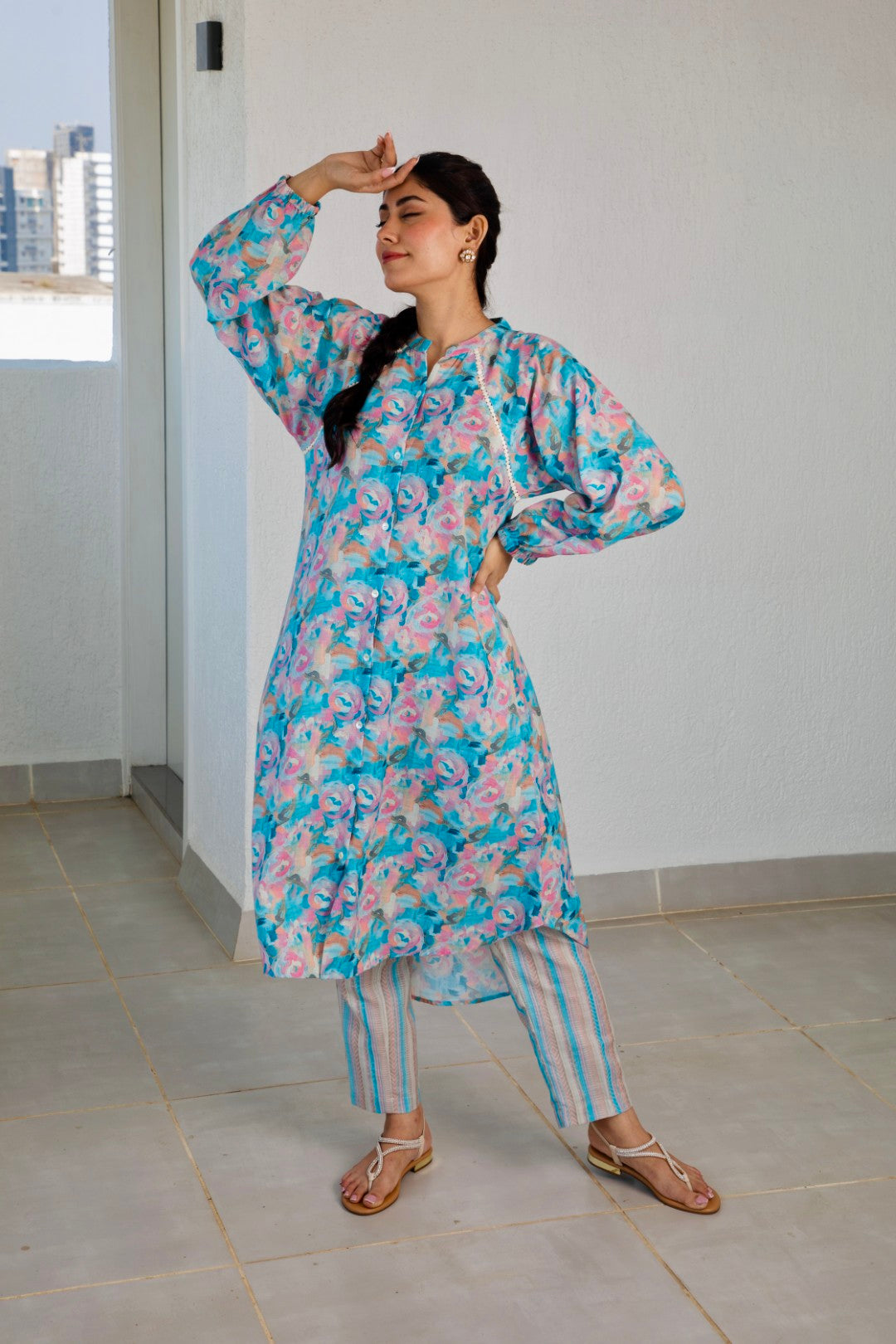 Front & Back Lace Kurta & Pant