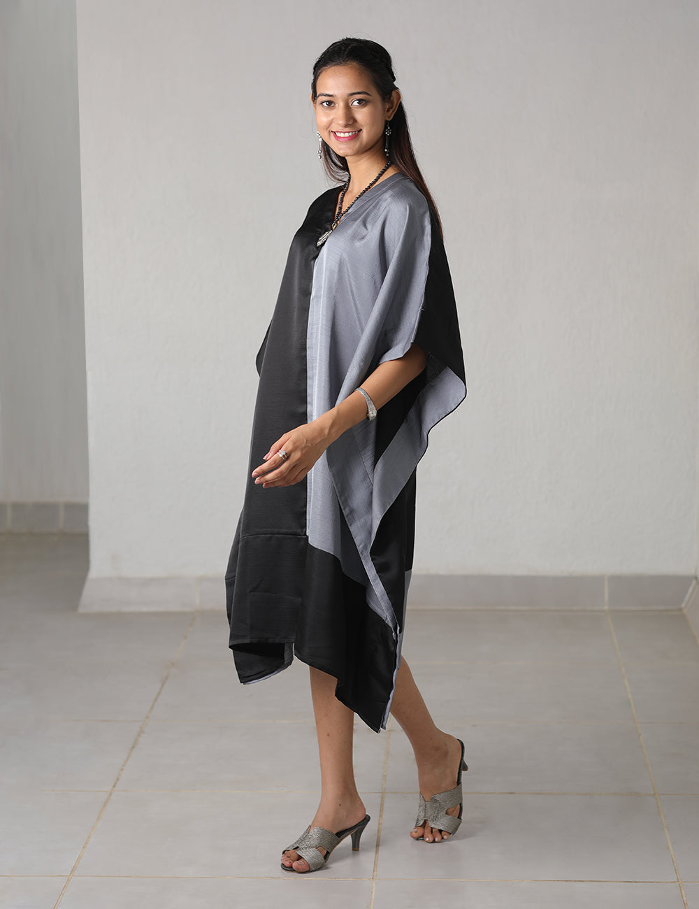 Poncho Black Grey Dress