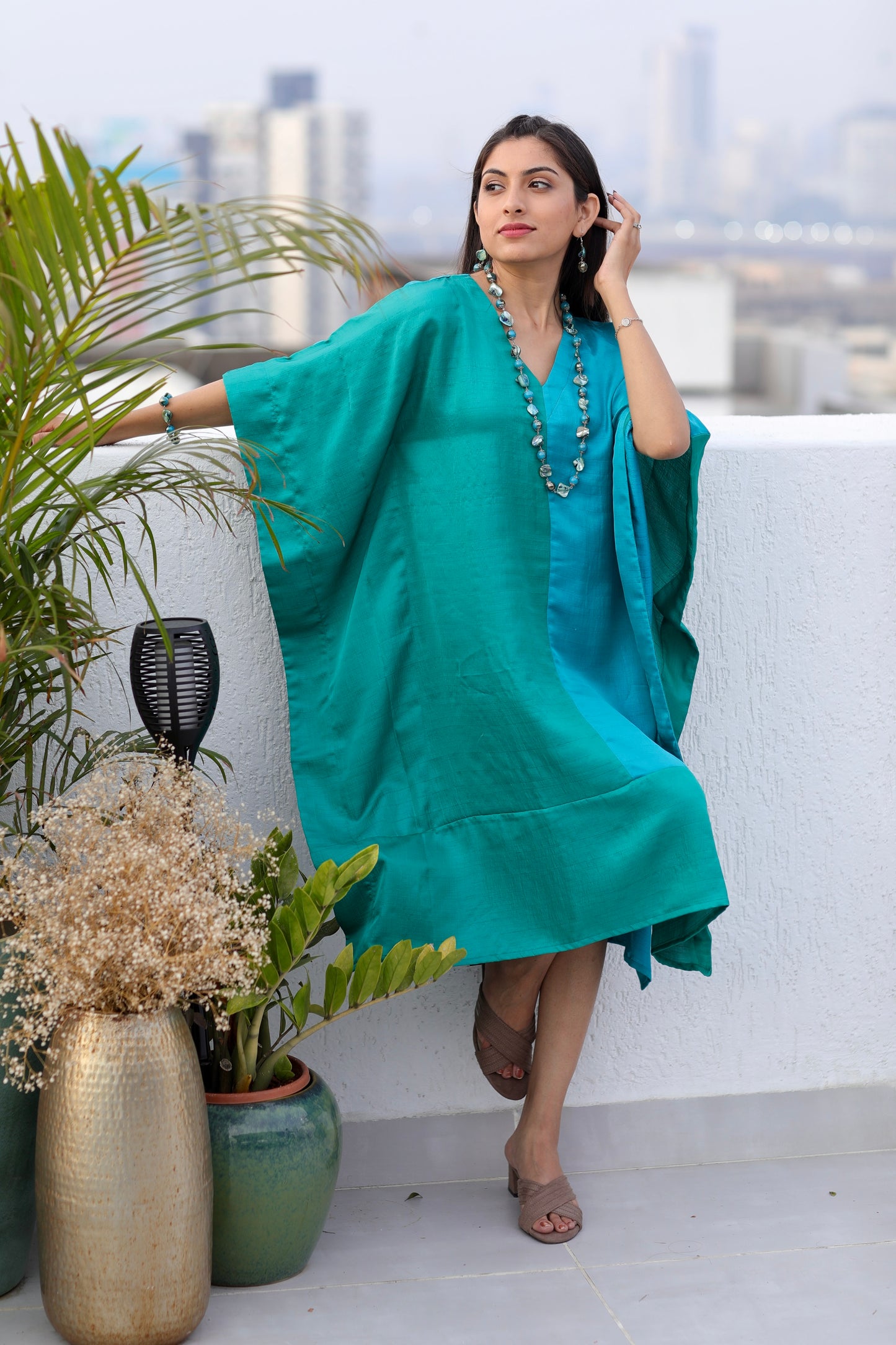 Poncho Turquoise Green Dress