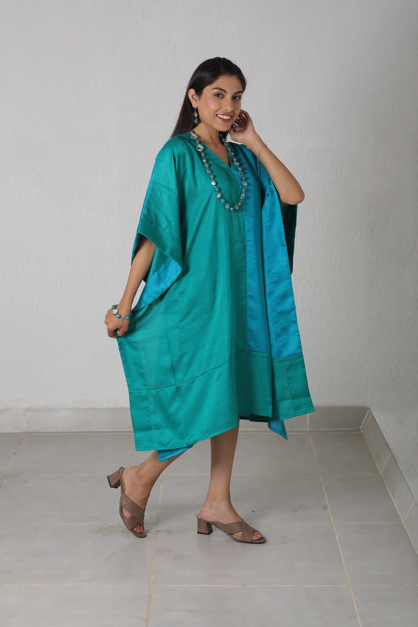 Poncho Turquoise Green Dress