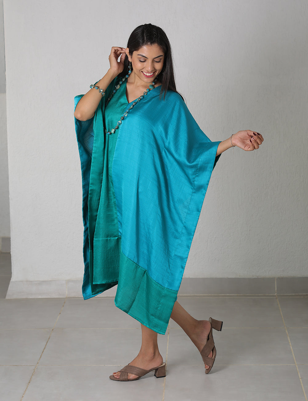 Poncho Turquoise Green Dress