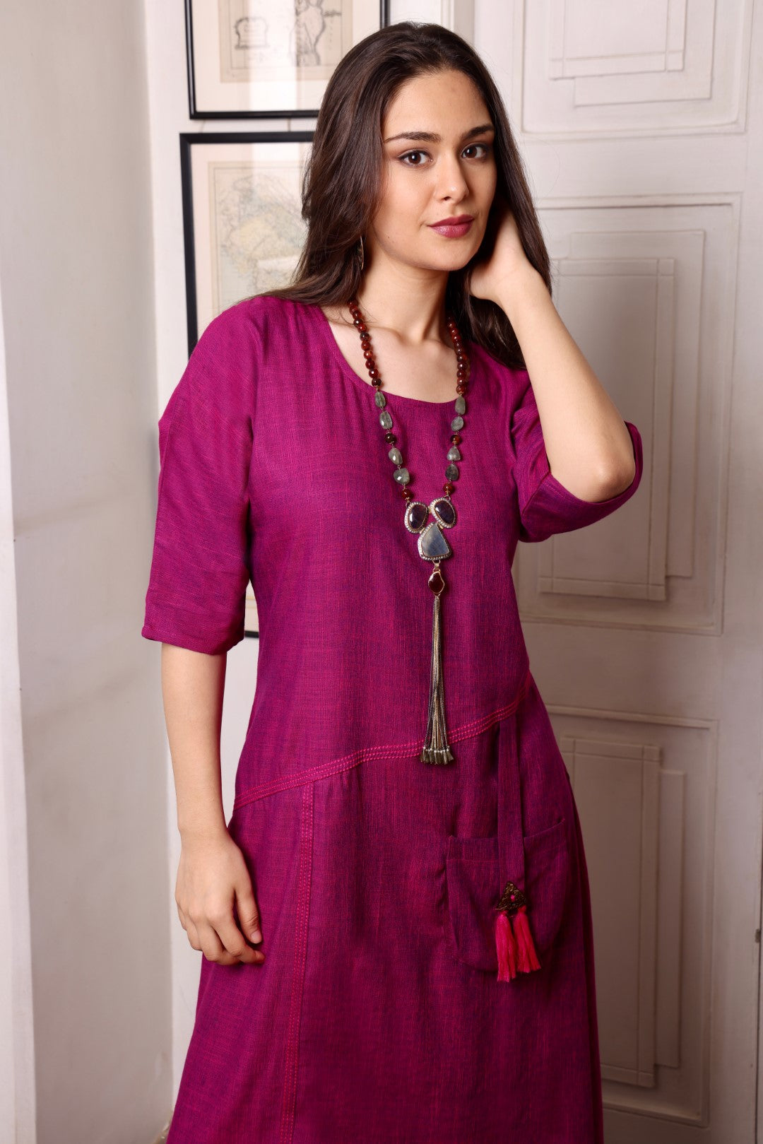 Wine Rayon Dress