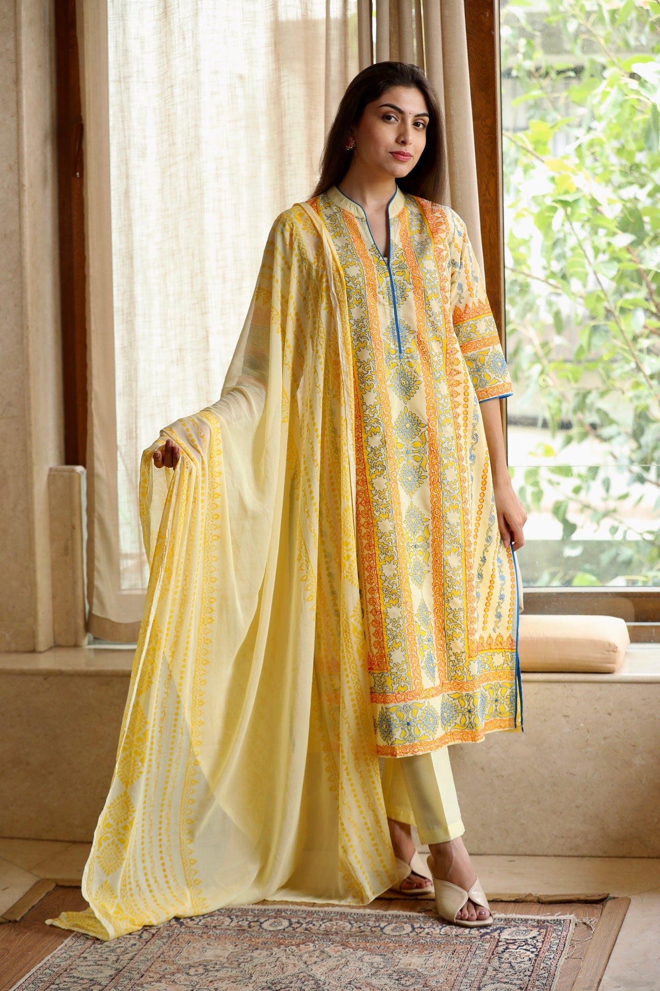 Yellow Embroidered Ethnic Suit