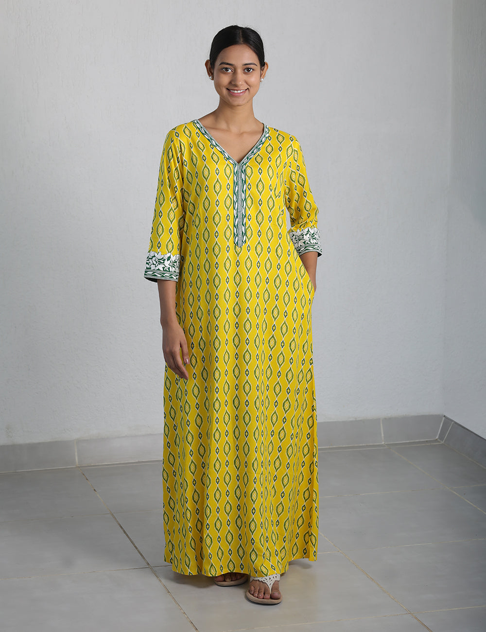 Yellow Green Rayon Kaftan