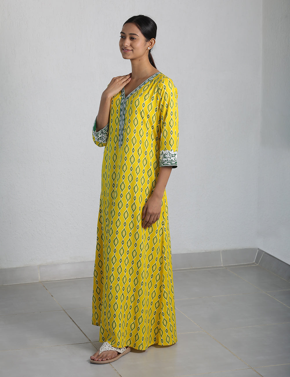 Yellow Green Rayon Kaftan