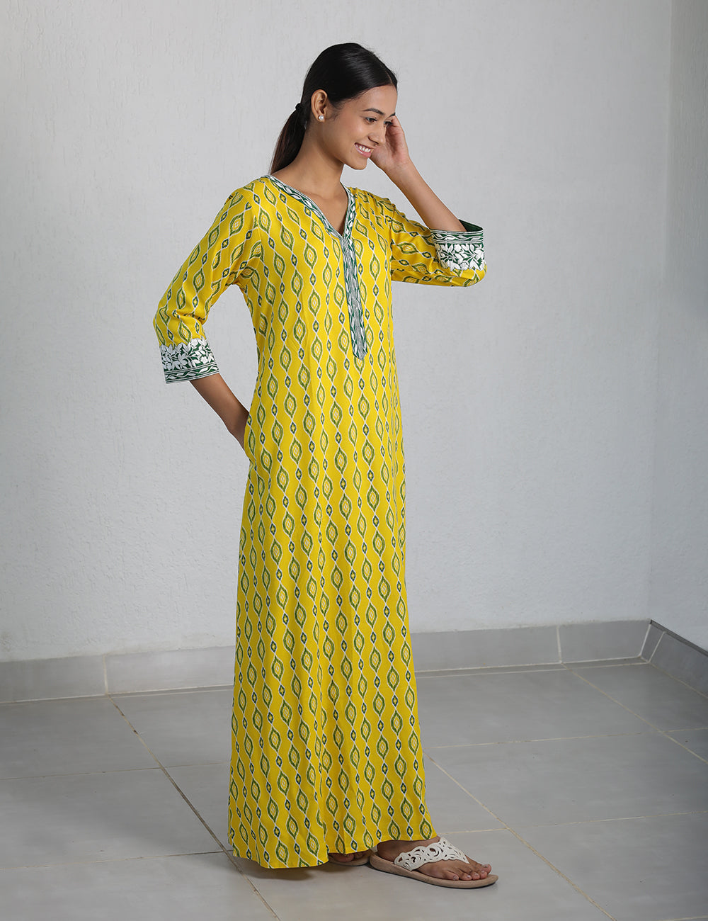 Yellow Green Rayon Kaftan