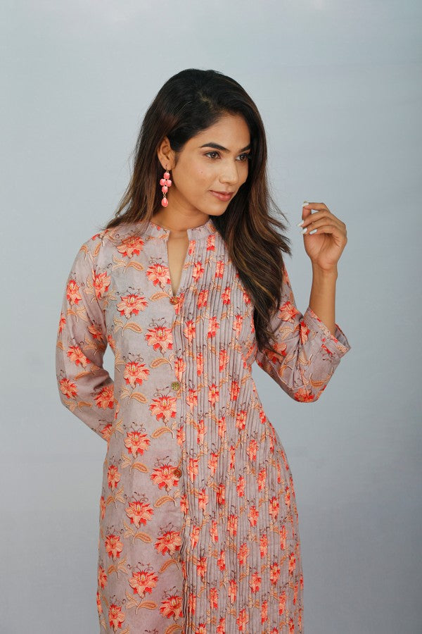 Muslin One Side Pintuck Long Kurta