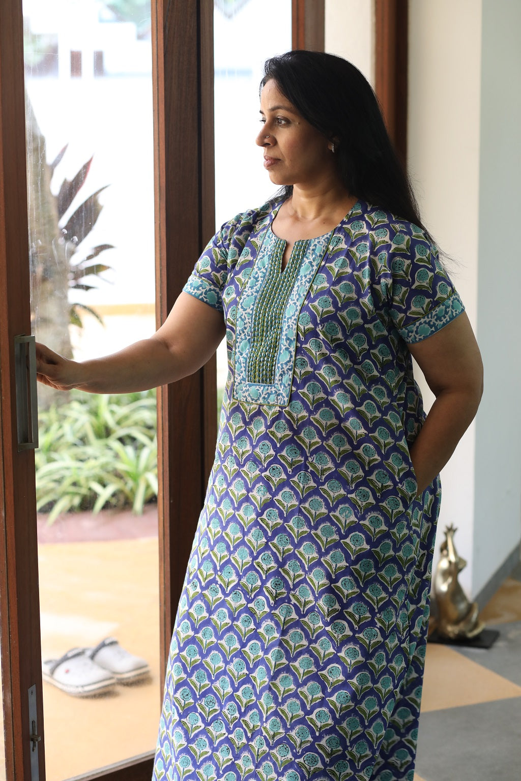 Blue Chawal Taka Yoke Kaftan