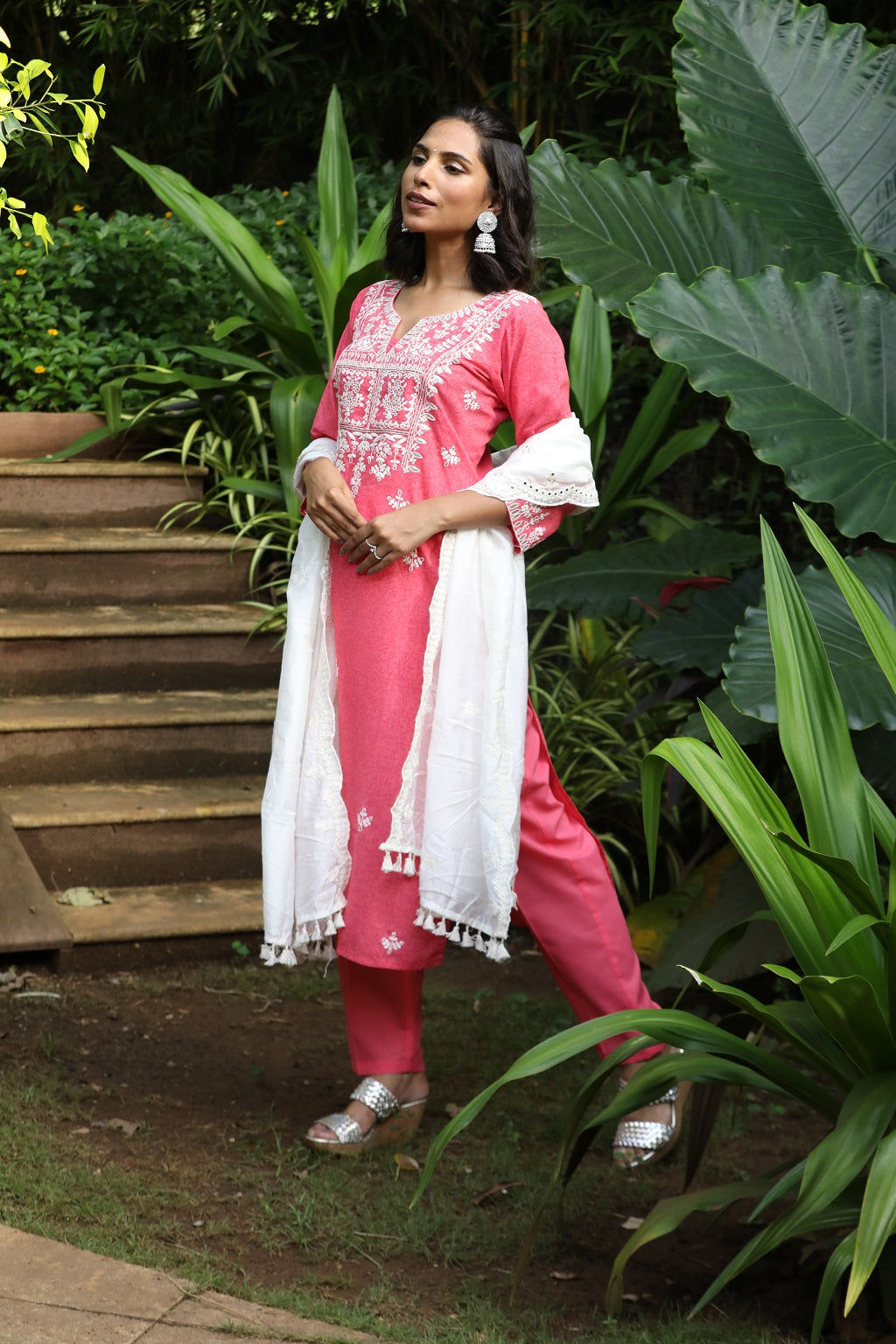 Pink Printed With Gota Yoke Ethnic Suit