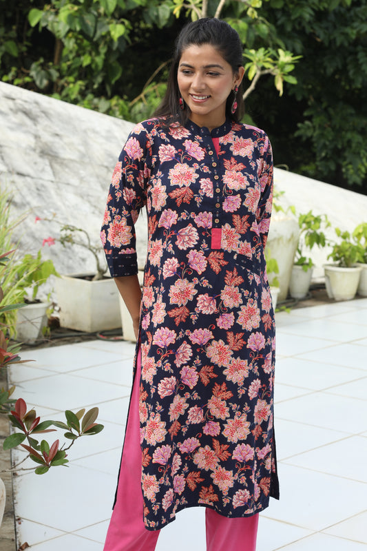 Multicolored Floral Long Kurta