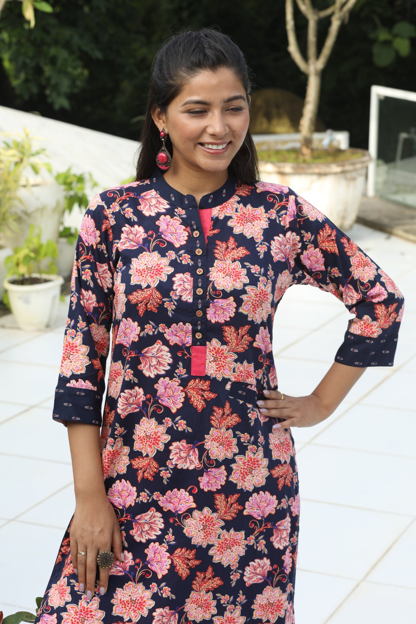 Multicolored Floral Long Kurta