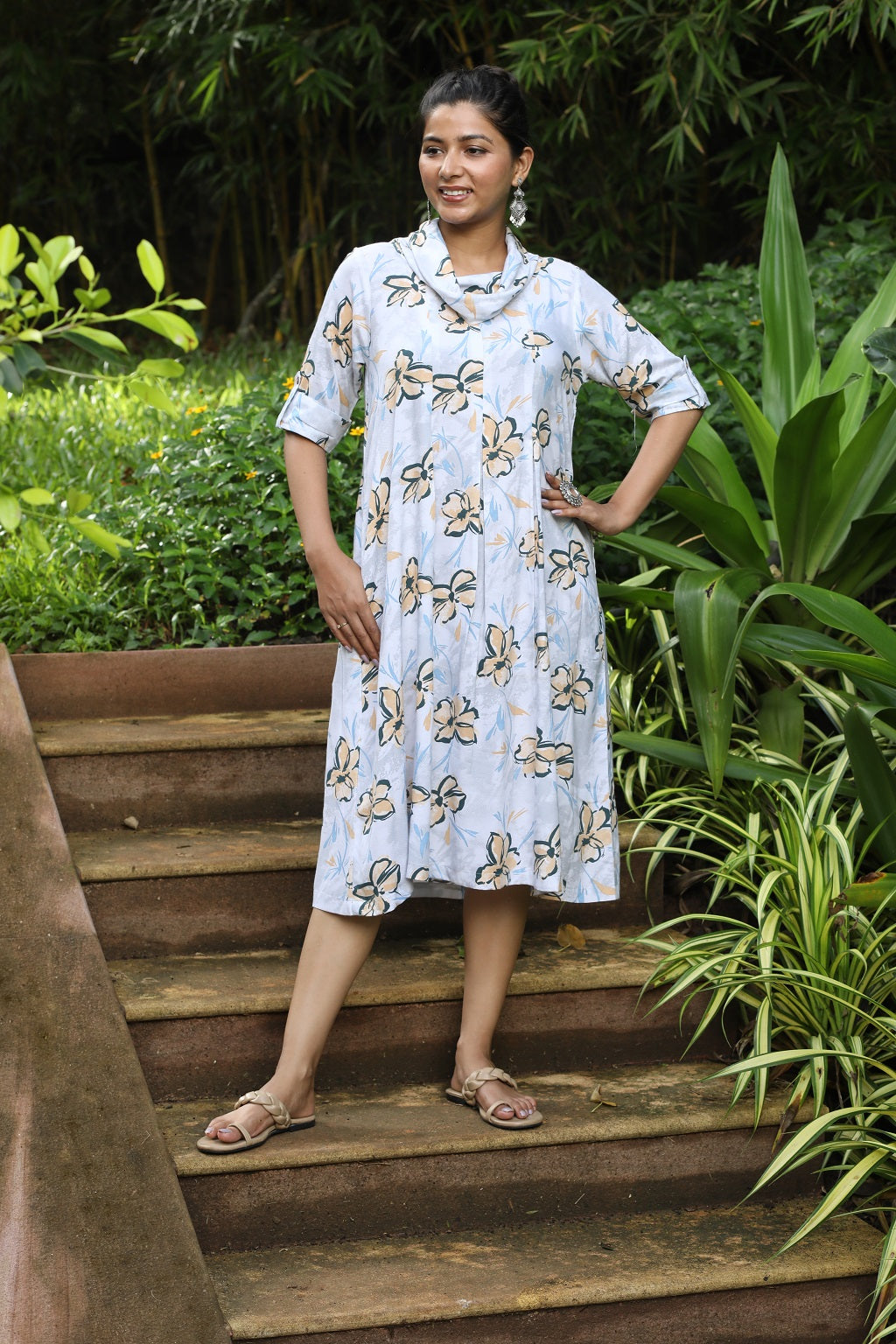Grey Cowl Neck Dress