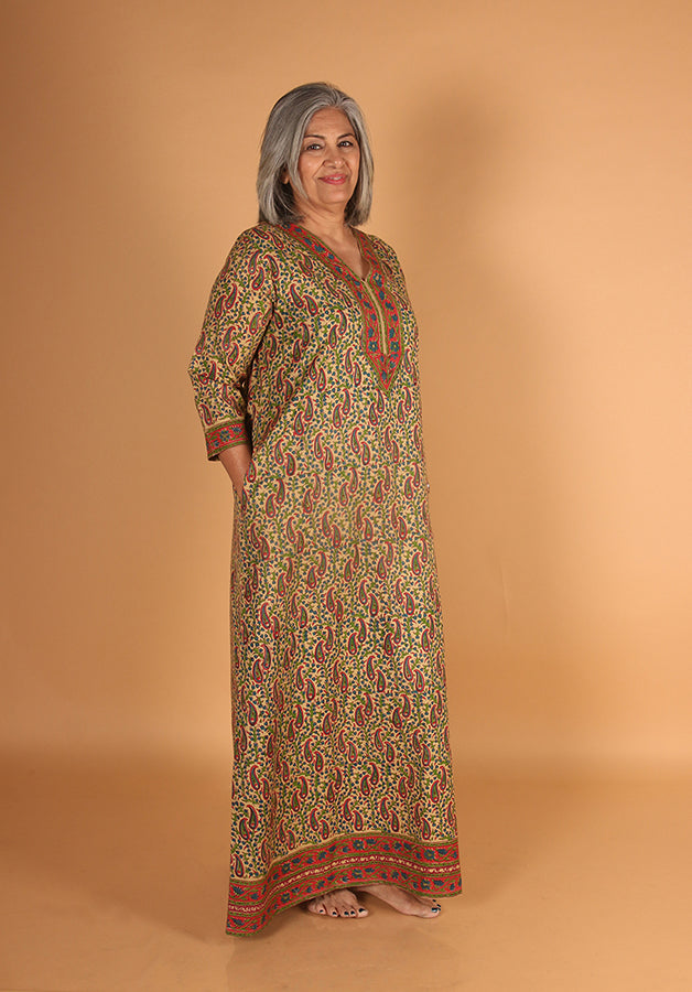 Beige Spun Block Kaftan