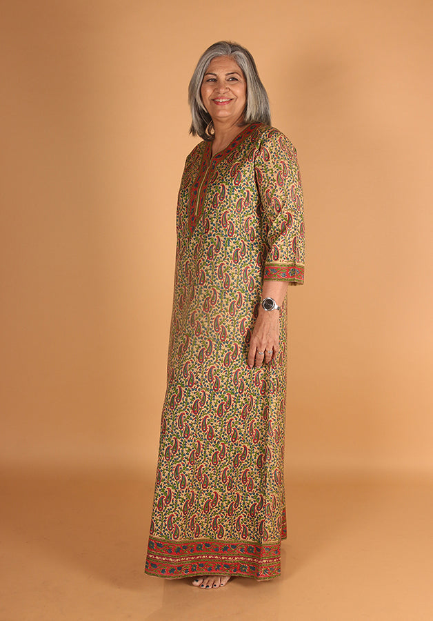 Beige Spun Block Kaftan