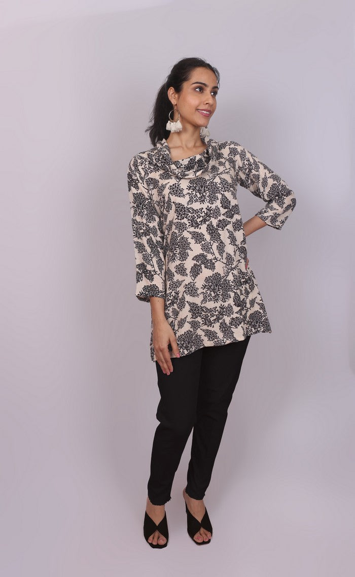 Cowl Neck Short Kurti