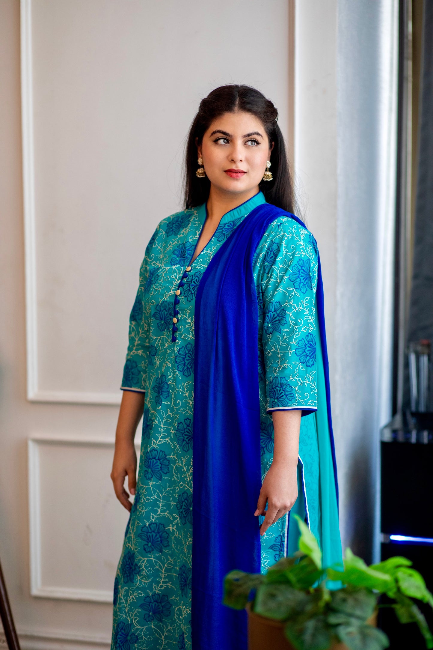 Sea Green Floral Suit