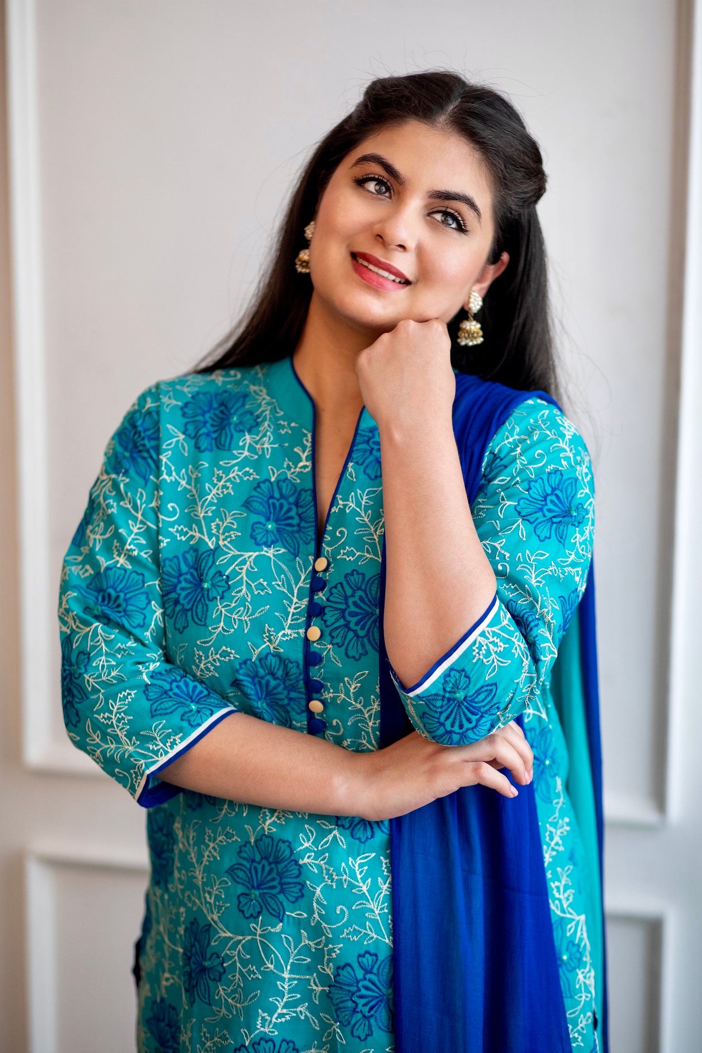 Sea Green Floral Suit