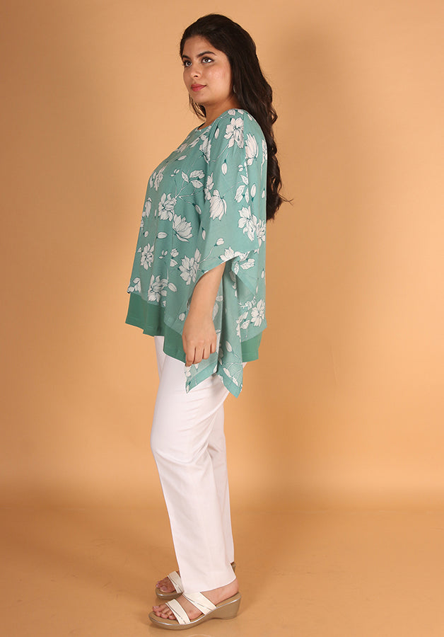Green White Poncho Kurti