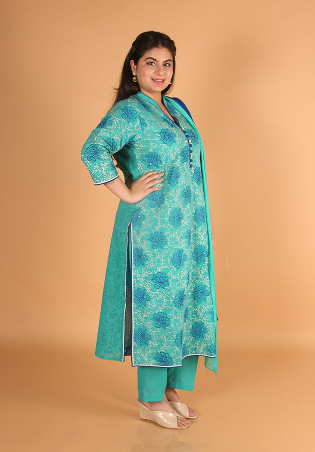 Sea Green Floral Suit