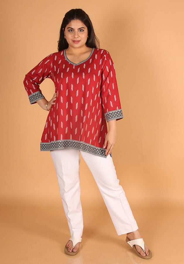 Maroon Printed Kurti
