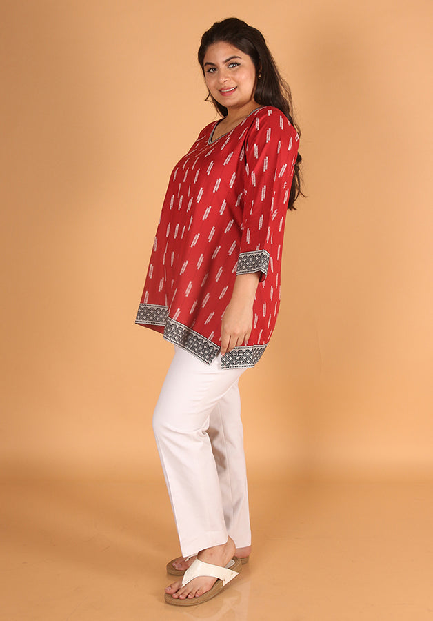 Maroon Printed Kurti