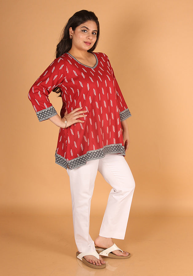 Maroon Printed Kurti