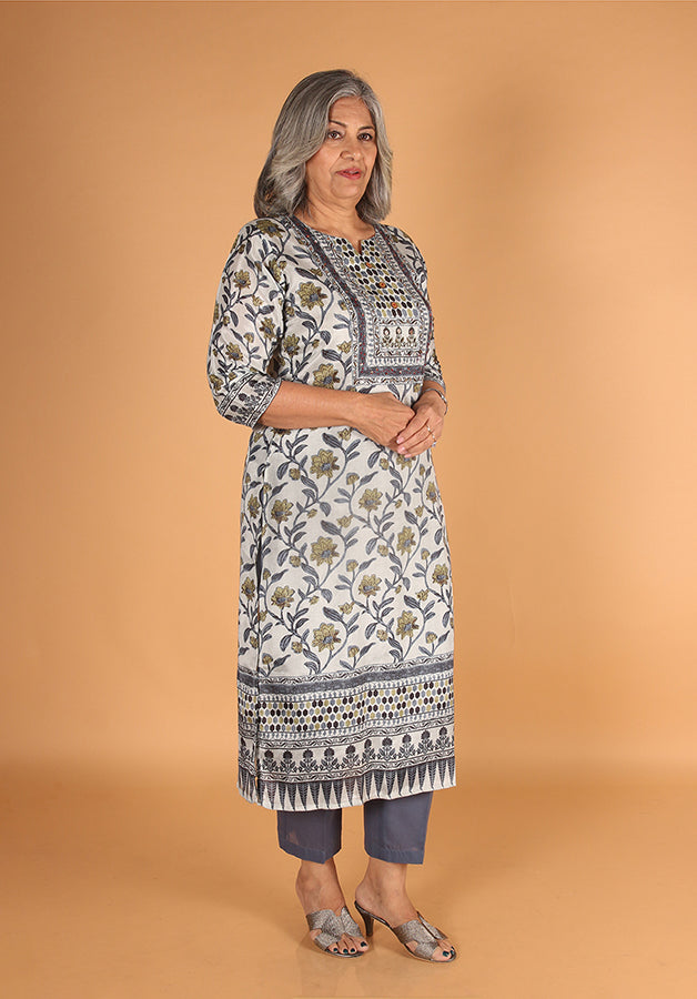 Muslin Grey Kurta