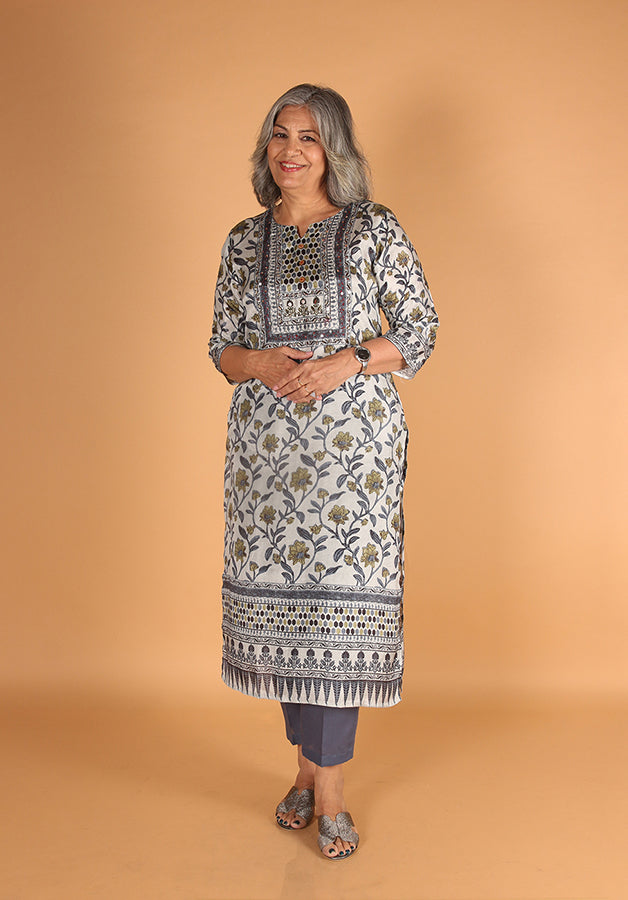 Muslin Grey Kurta