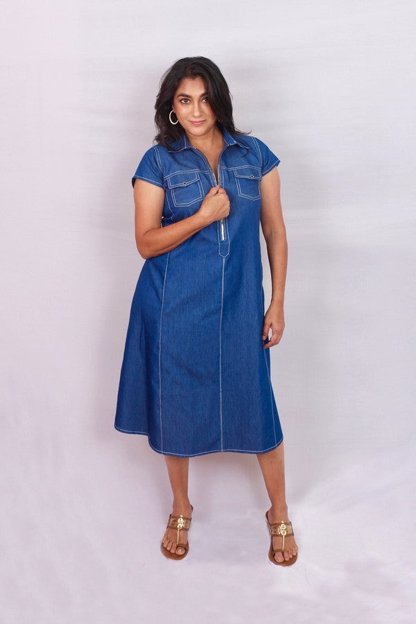 Navy Blue Denim Dress