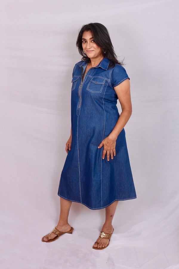 Navy Blue Denim Dress