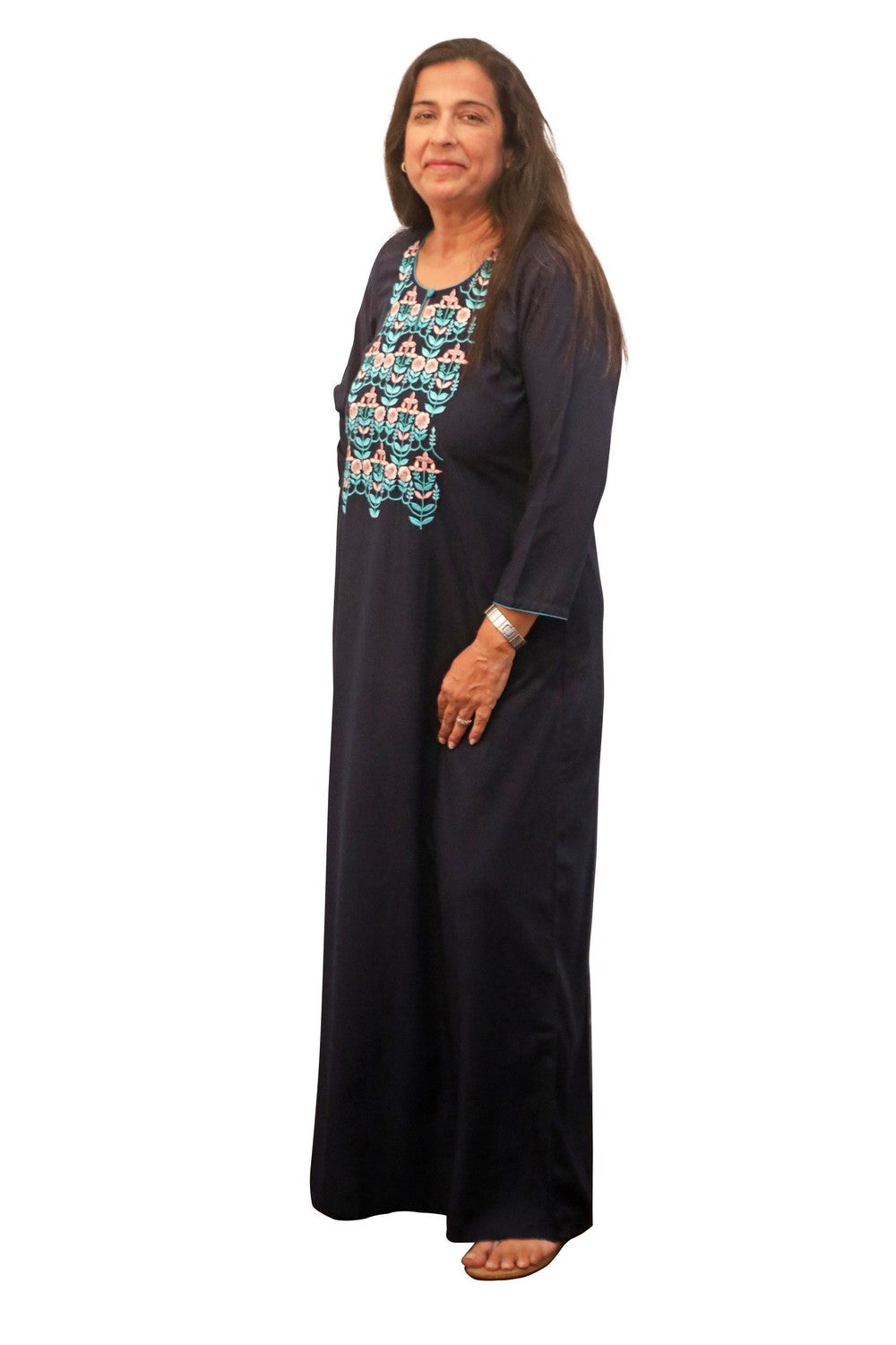 Pastel Thread Embroidered Kaftan