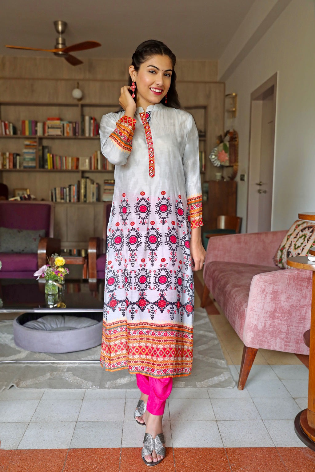Printed Daman Long Kurta