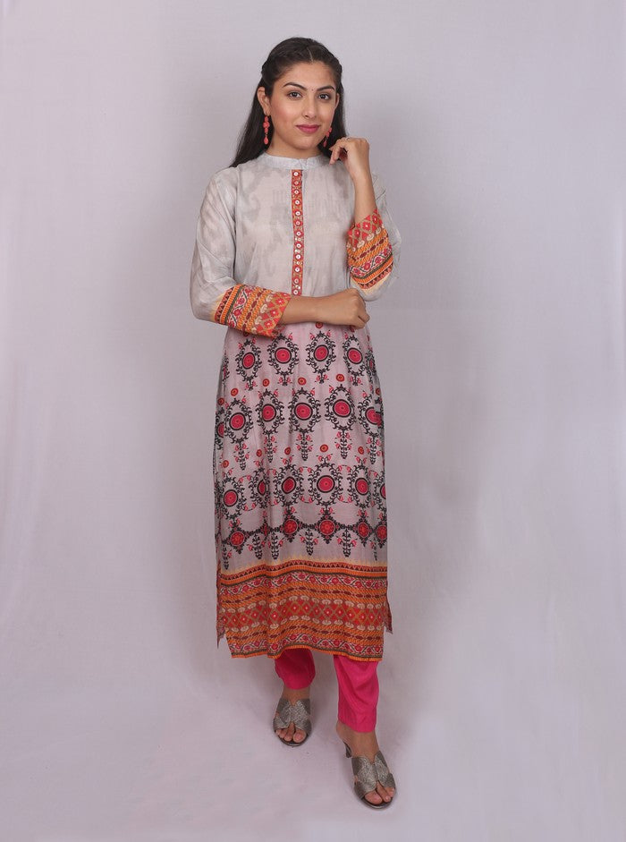 Printed Daman Long Kurta