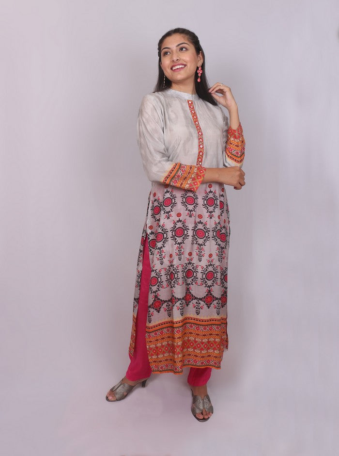 Printed Daman Long Kurta