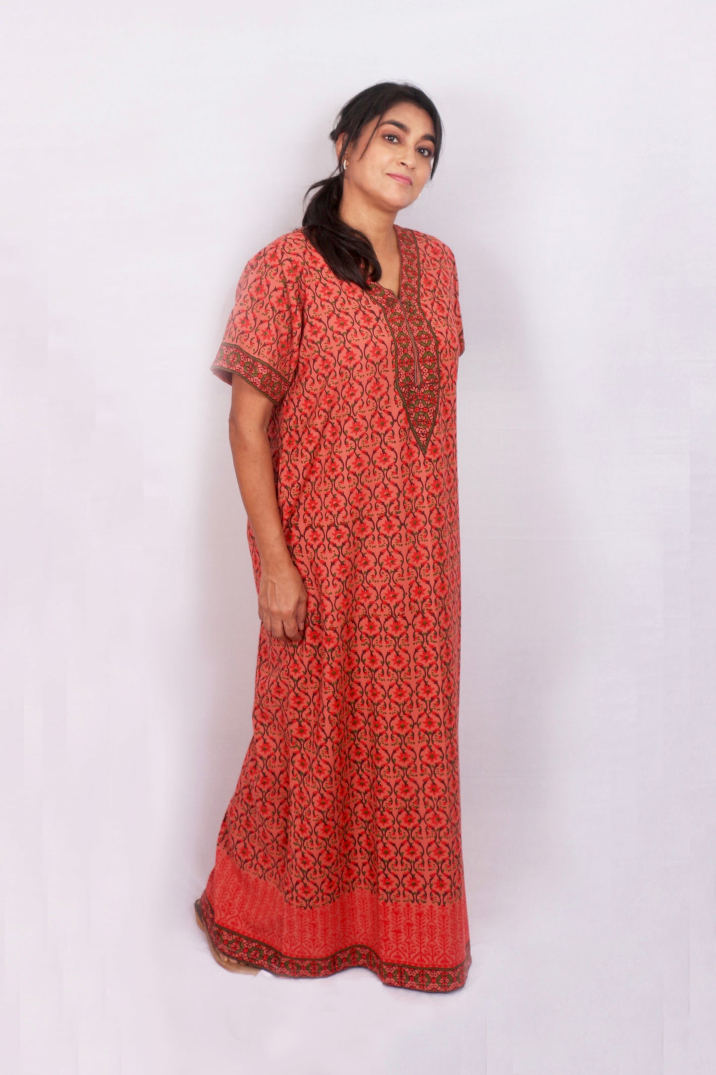 Rust Block Printed Kaftan