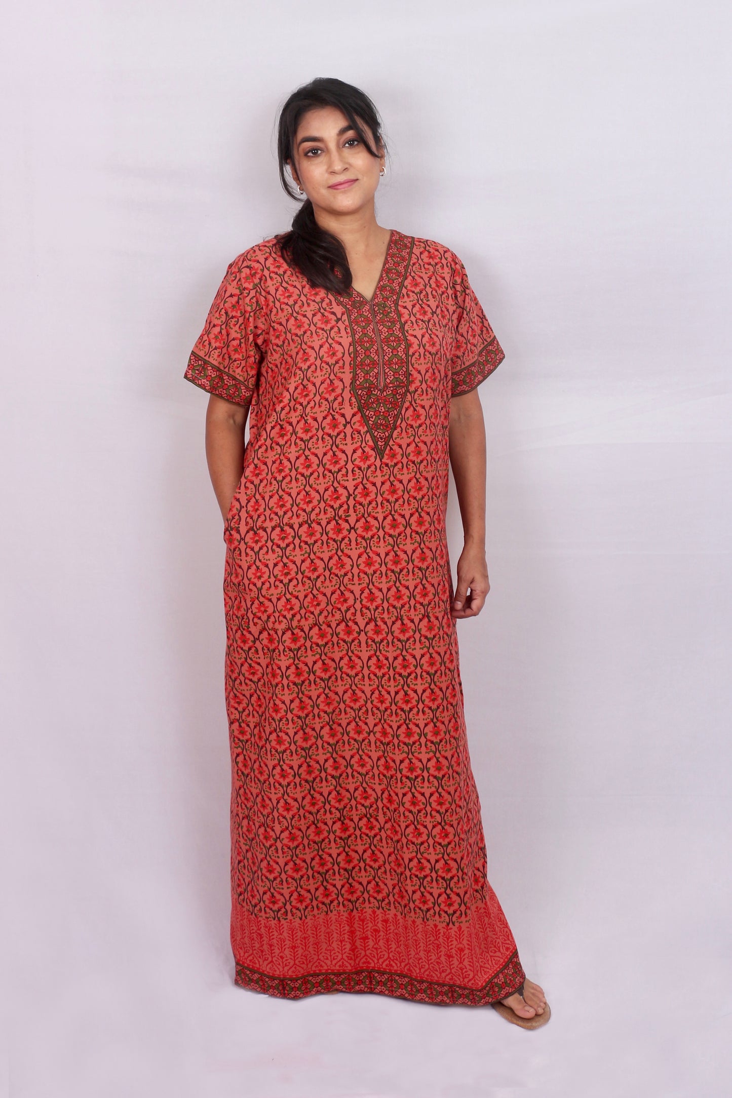 Rust Block Printed Kaftan