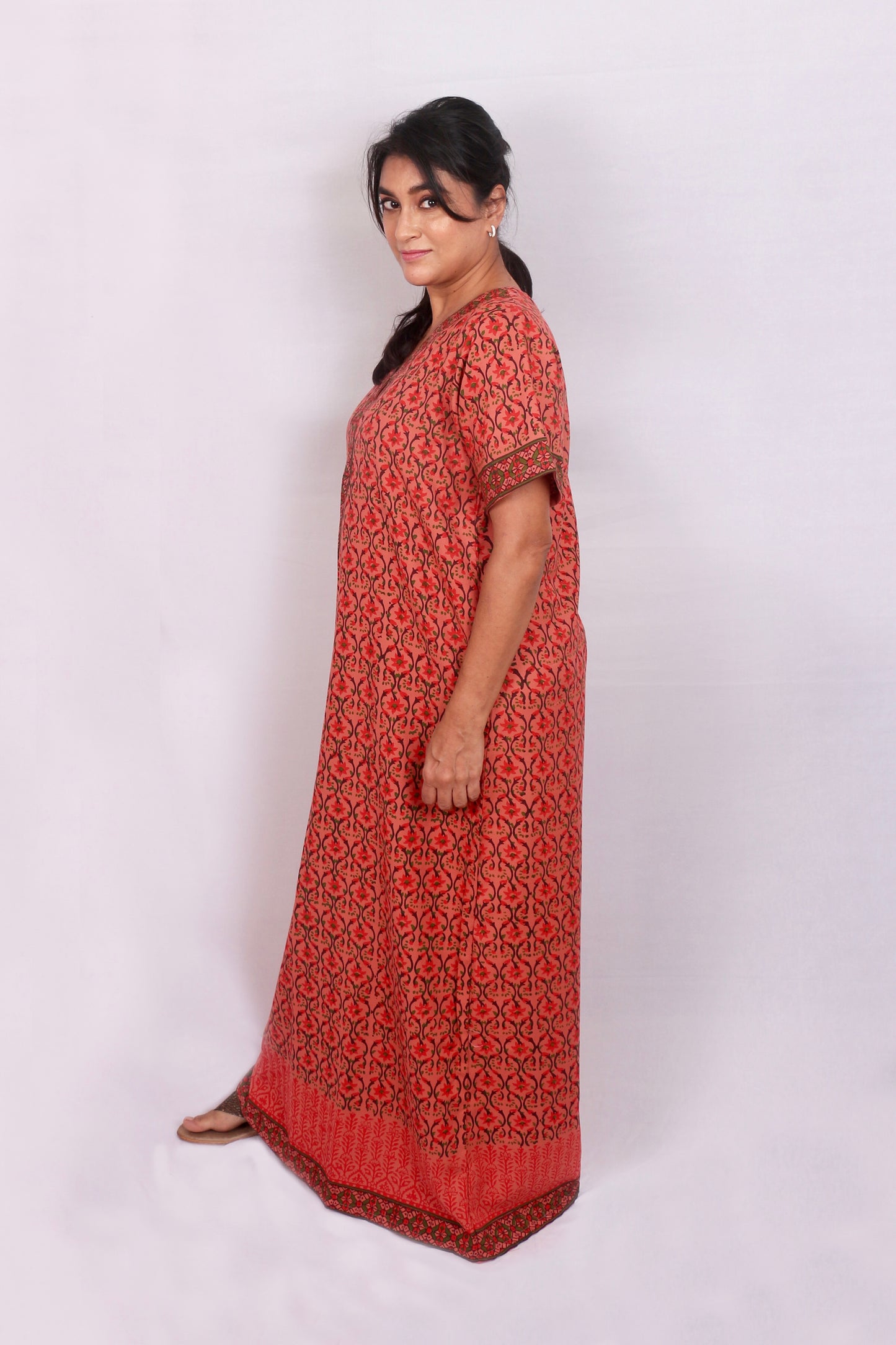 Rust Block Printed Kaftan