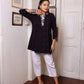 Black White Hakoba Georgette Short Kurti