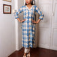 Blue White Cutwork Neck Long Kurta